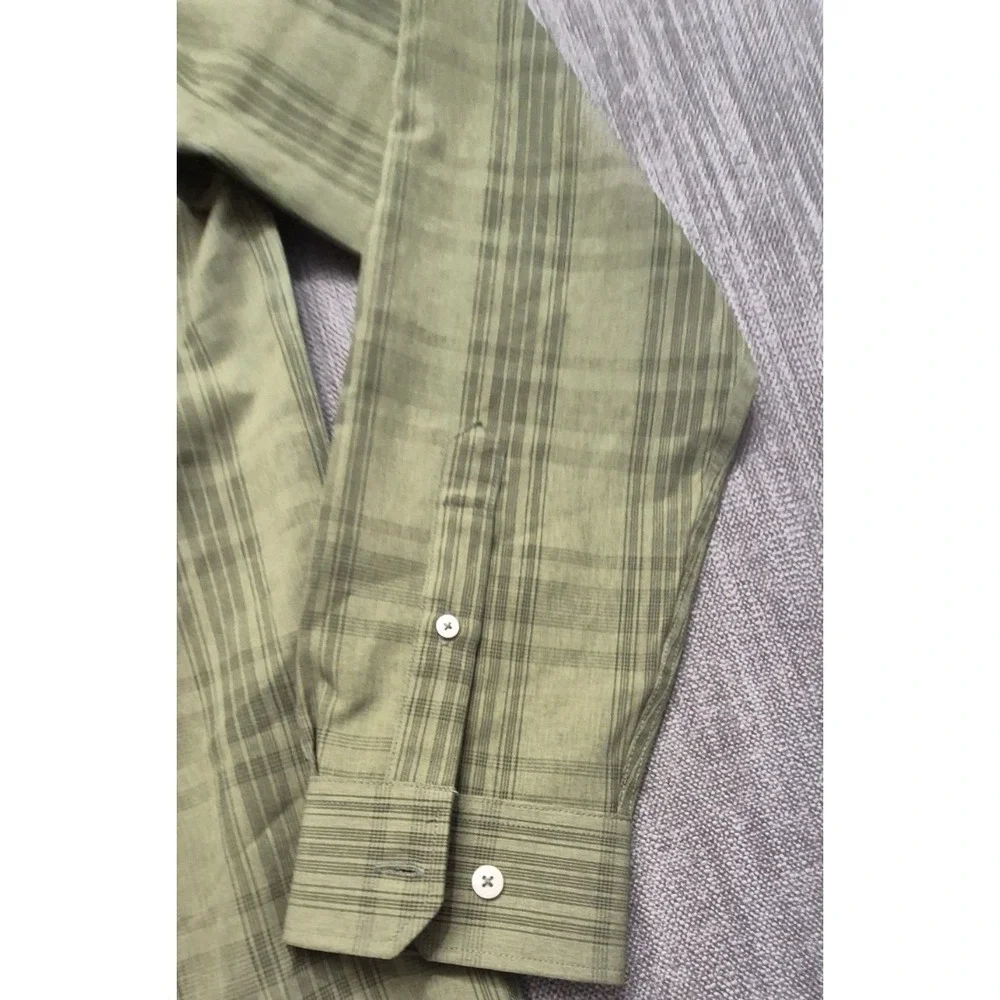 Zara men's‎ green plaid long sleeve button up shirt XL stretch classic
